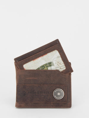 FIELD & STREAM William RFID Blocking Distressed Leather Billfold (Dark Brown)