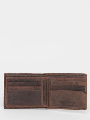 FIELD & STREAM William RFID Blocking Distressed Leather Billfold (Dark Brown)