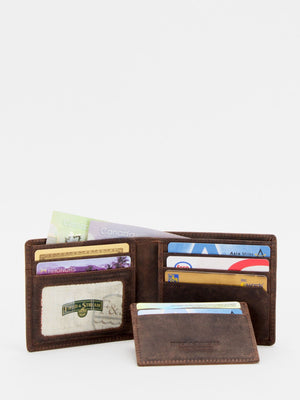 FIELD & STREAM William RFID Blocking Distressed Leather Billfold (Dark Brown)