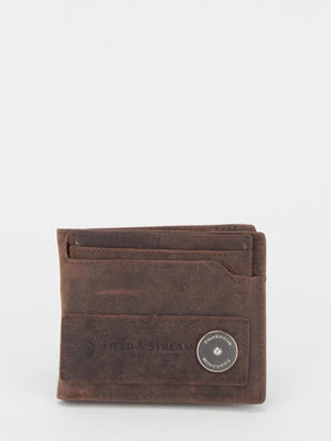 FIELD & STREAM William RFID Blocking Distressed Leather Billfold (Dark Brown)