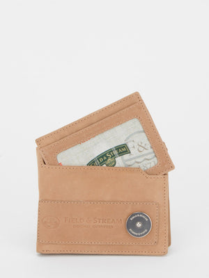 FIELD & STREAM William RFID Blocking Distressed Leather Billfold (Camel)