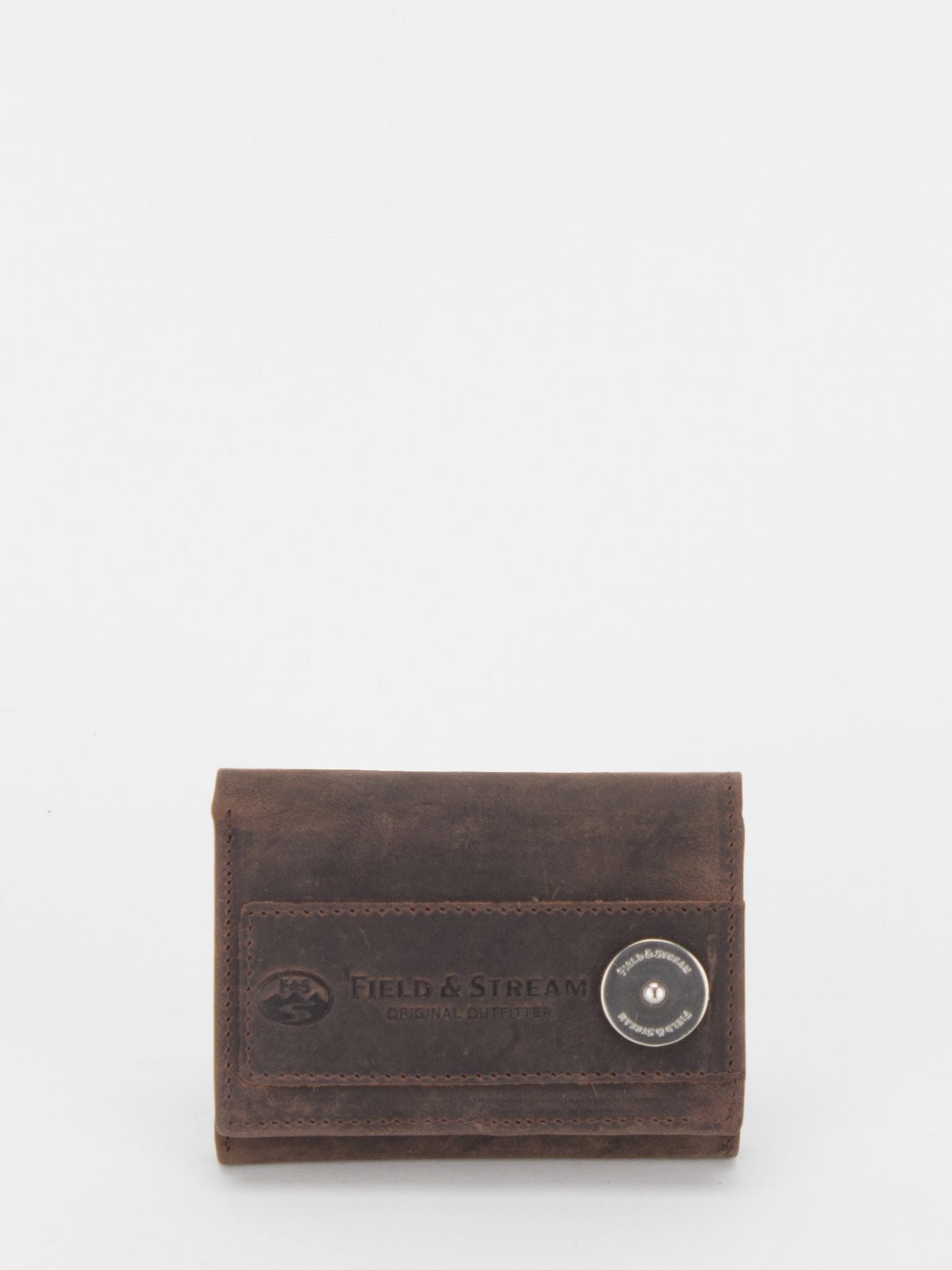 FIELD & STREAM Thomas RFID Blocking Distressed Leather Tri-Fold (Dark Brown)