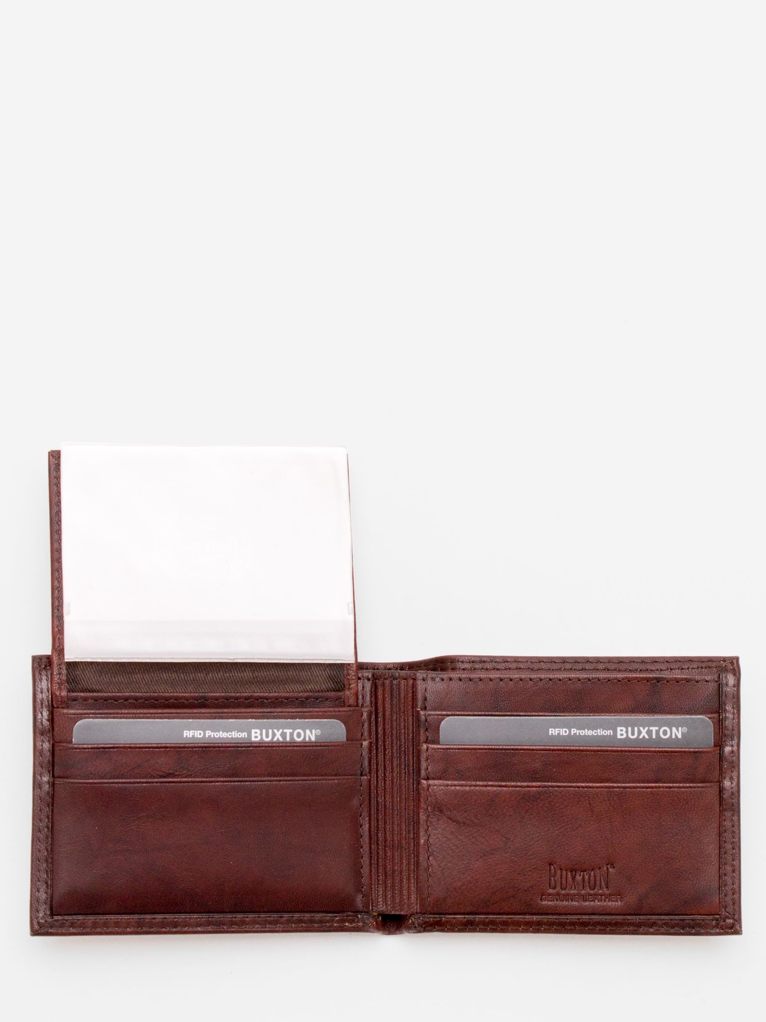 BUXTON Stanley RFID Blocking Removable Passcase Leather Billfold (Medium Brown)