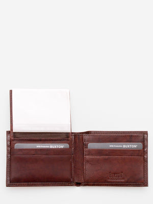 BUXTON Stanley RFID Blocking Removable Passcase Leather Billfold (Medium Brown)