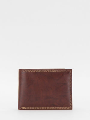 BUXTON Stanley RFID Blocking Passcase Leather Billfold (Medium Brown)