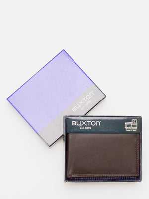BUXTON Daniel Double Passcase Leather Billfold (Brown)