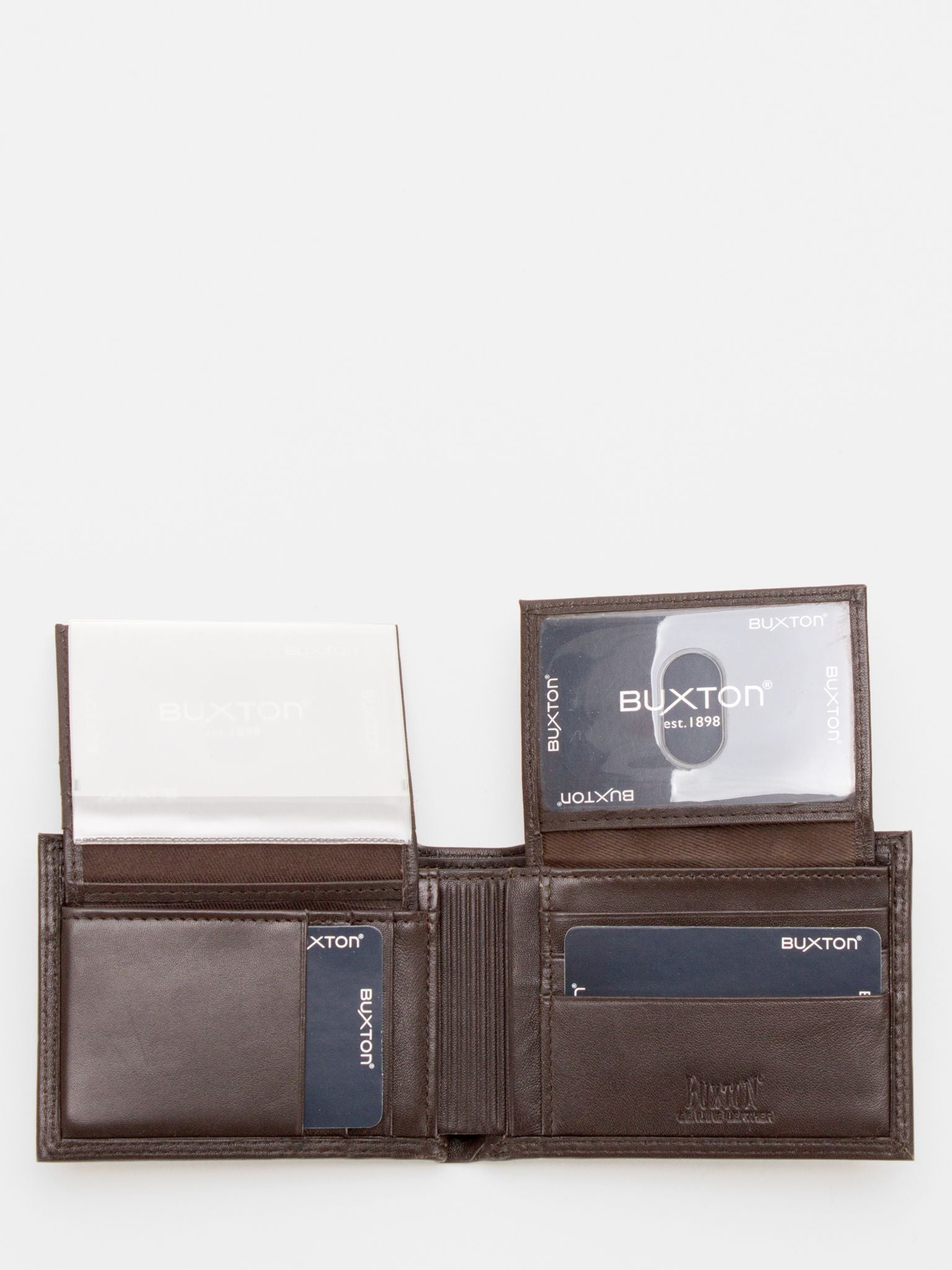 BUXTON Daniel Double Passcase Leather Billfold (Brown)